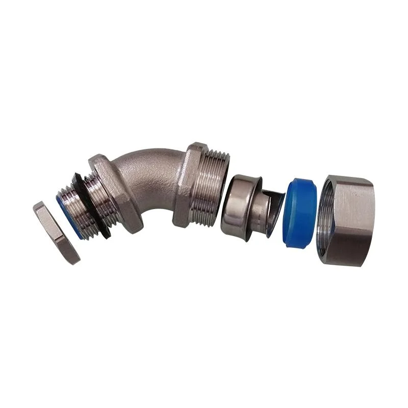 Industrial Electrical Supplies 45 Degree Stainless Steel Flexible Cable Conduit Fittings