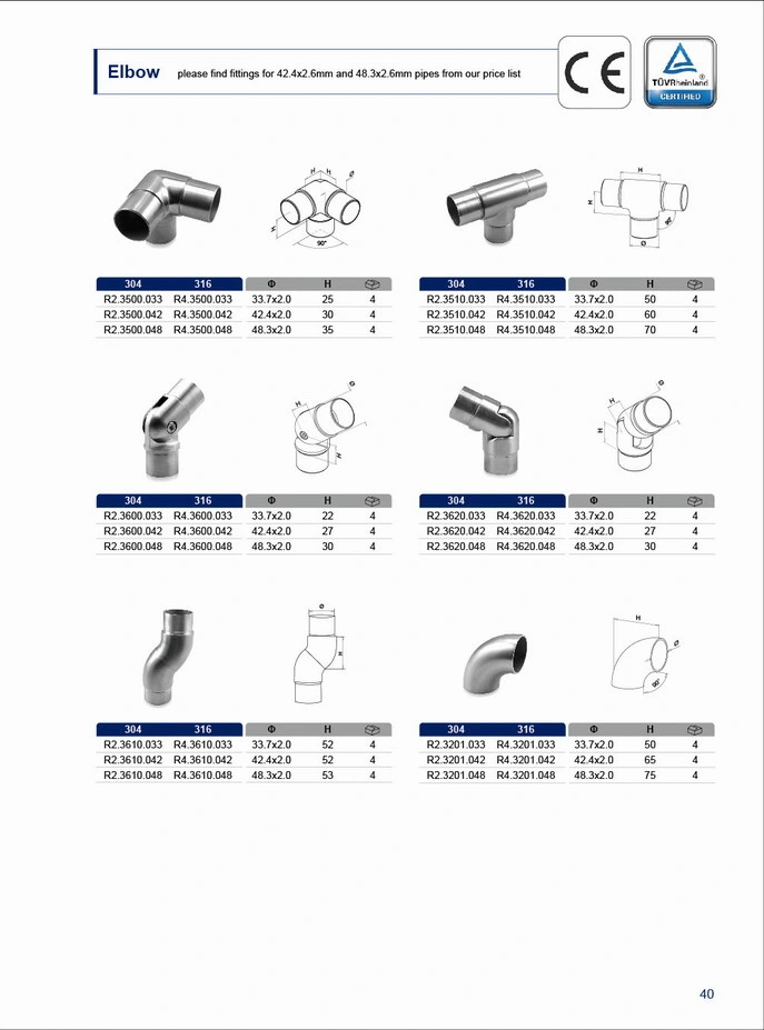 Stainless Steel Adjustable Cable Railing Accessories Parts/Railing System/Handrail Fittings