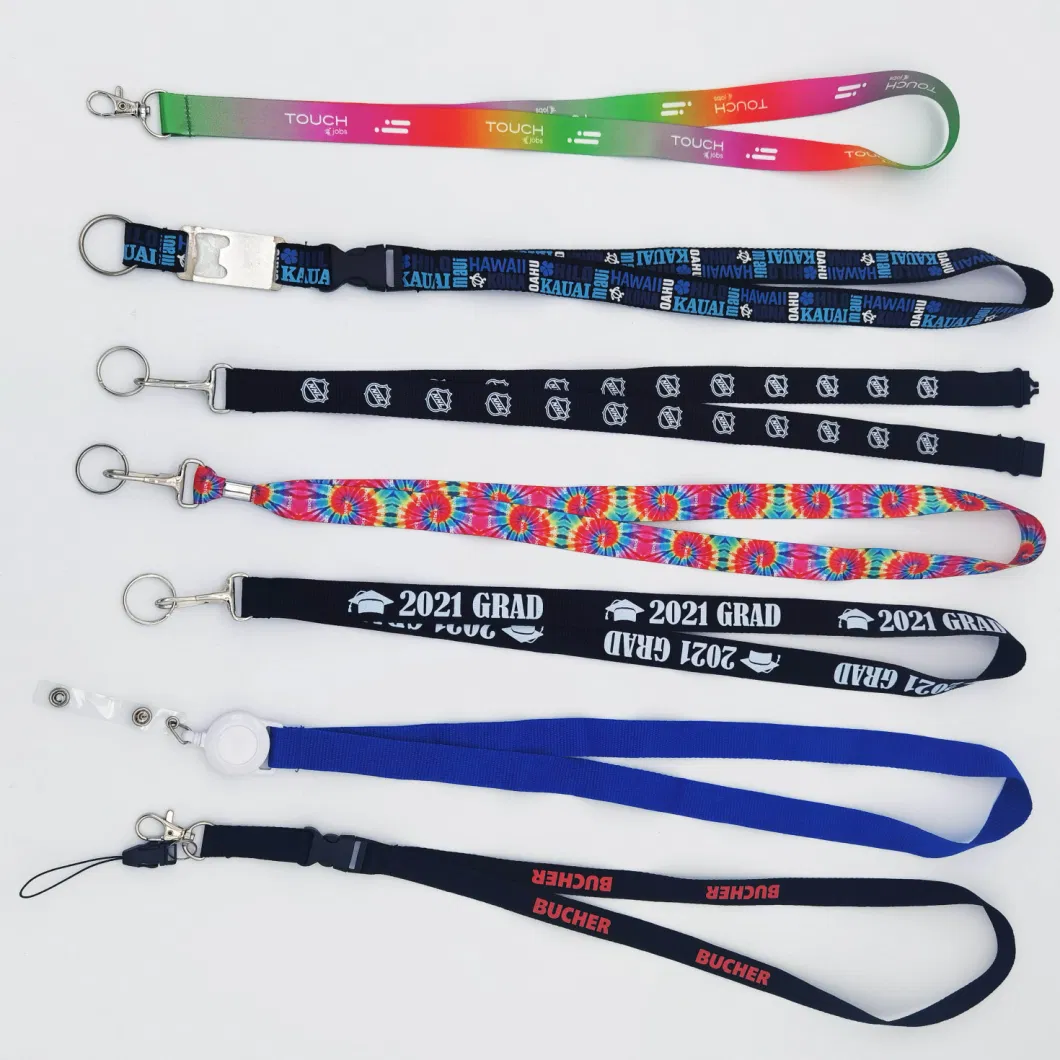 Custom Printing Office Polyester ID Card Holder Promotional Neck Strap Ribbon Wrist Mobile Phone Events Sports Safety Break Away National Flag Tubular Lanyard