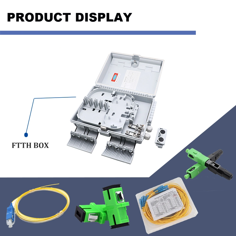 Outdoor Wall Mounting 16 Cores FTTH Fiber Optical Terminal Distribution Box with PLC Splitter / Pigtails and Adapters