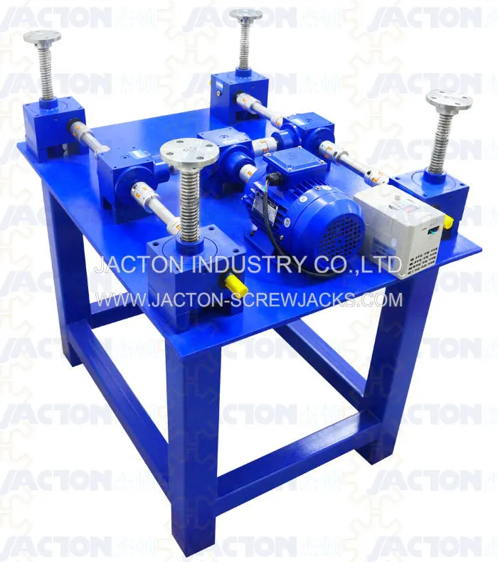 Screw Jack System Is Usually Used for Lifting Heavy Duty Load or Lifting Platform. Includes Screw Jack, Bevel Gearbox, Electric Motor, Connecting Rod, Coupling.