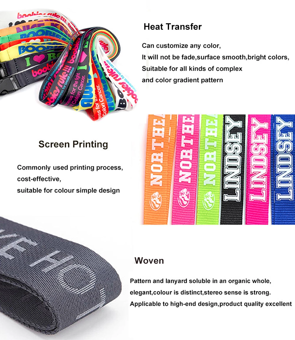 Custom Belt Silk Screen Flat Printing Polyester Heat Transfer Lanyard