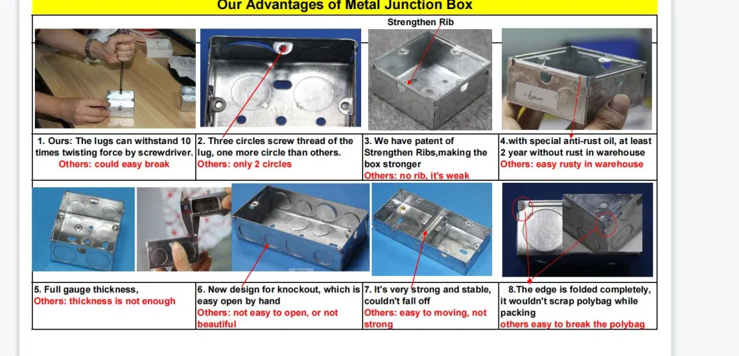 70*70*47 Single Gang Underground Electrical Main Junction Sheet Metal Switch Box with Galvanized