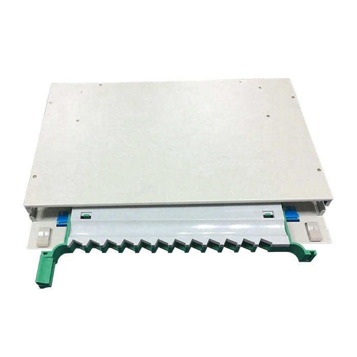 12 Port Sc/FC Rack Mount Fiber Optic Patch Panel with Plastic Drawable Trays