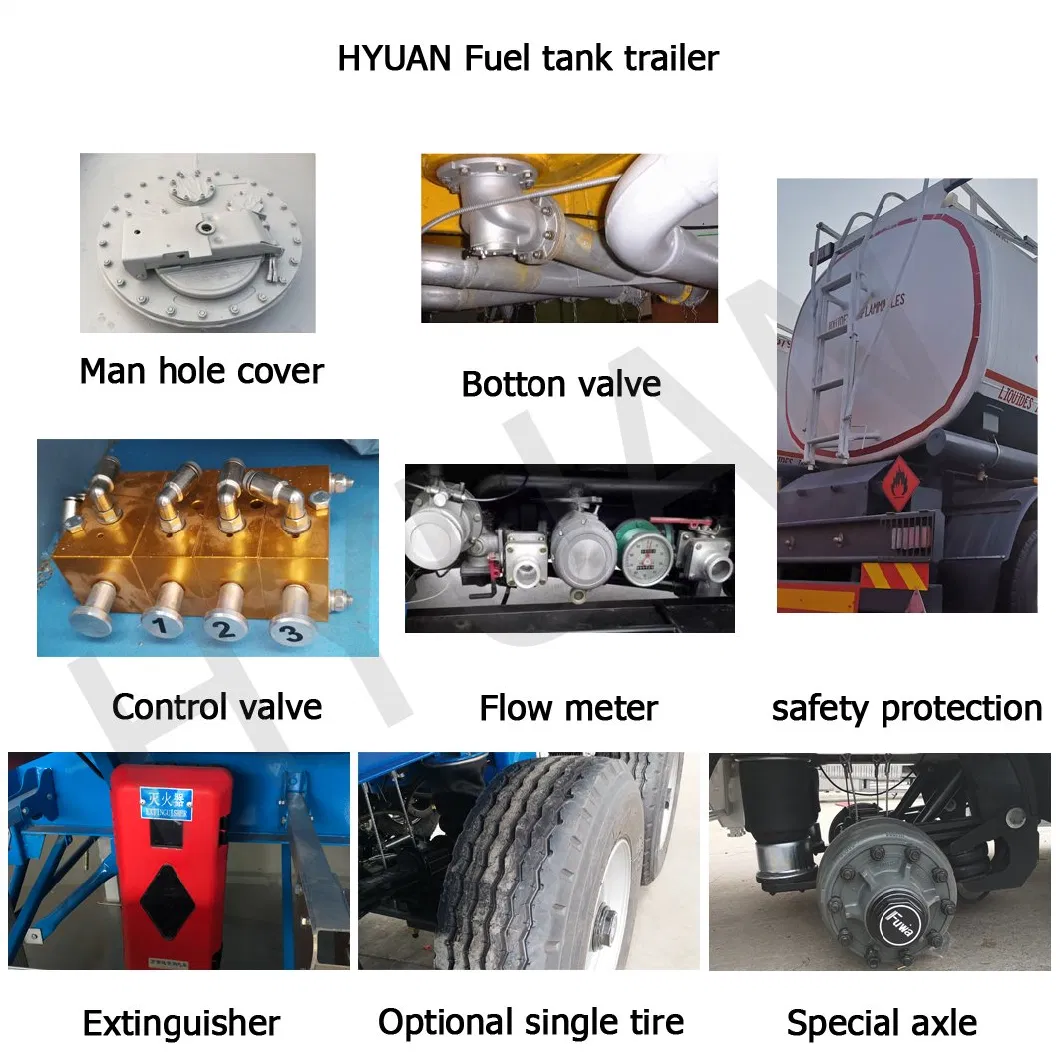 3 Axle 45000 Liters Oil Tanker 40 Cbm Fuel Tank Semi Trailer