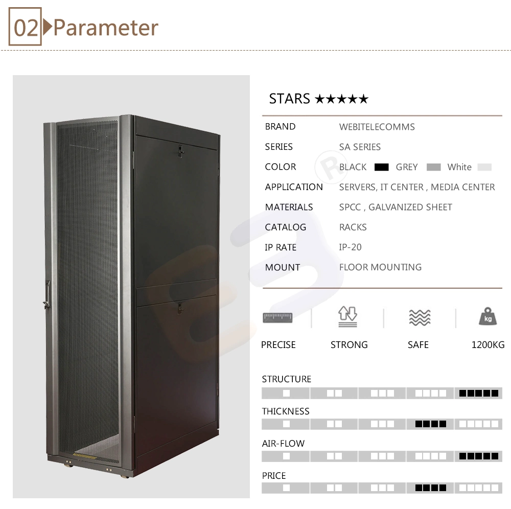 19&prime;&prime; Data Rack with Mounting Rail for Cable Management