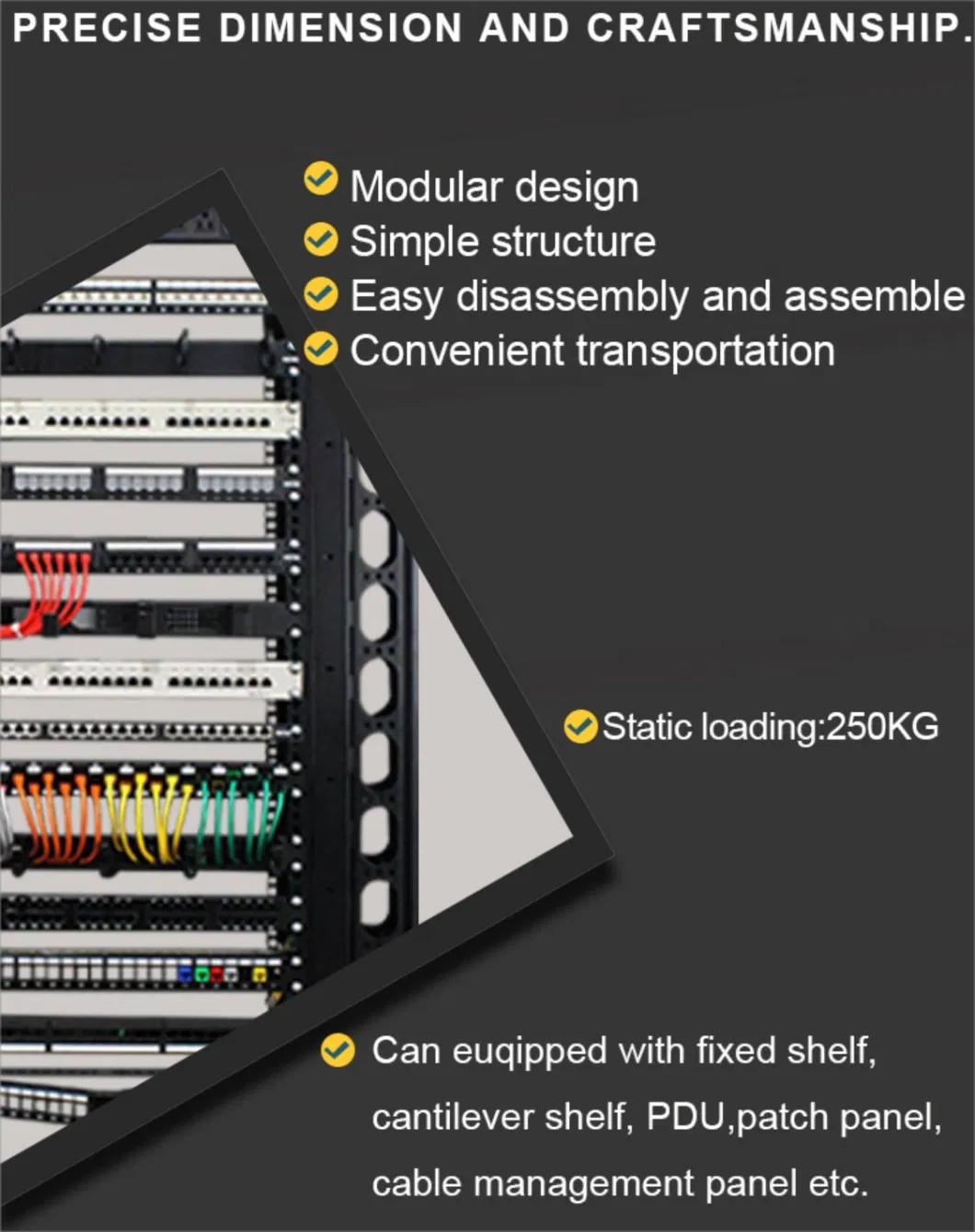 Gcabling SPCC Steel 4 Pole 20u to 42u Network Cabinet Rack 19 Inch Rack