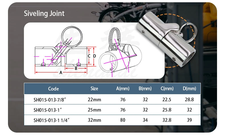 Boat Handrail Fitting Stainless Steel 316 Folding Swivel Coupling Tube Joint Connector