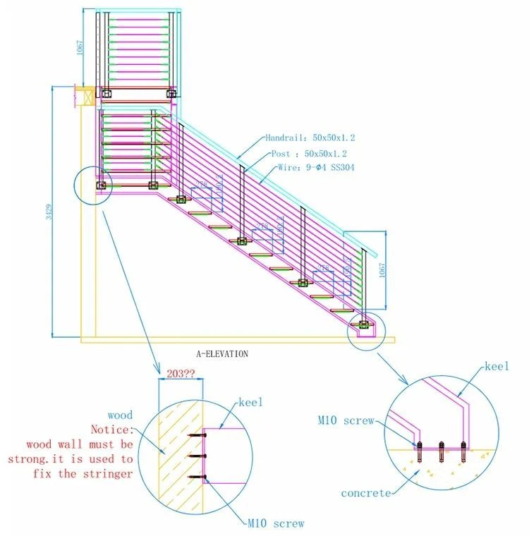 Modern Indoor/Outdoor Stainless Steel Cable Railing/Wire Balustrade for Stairs/Deck/Porch/Balcony