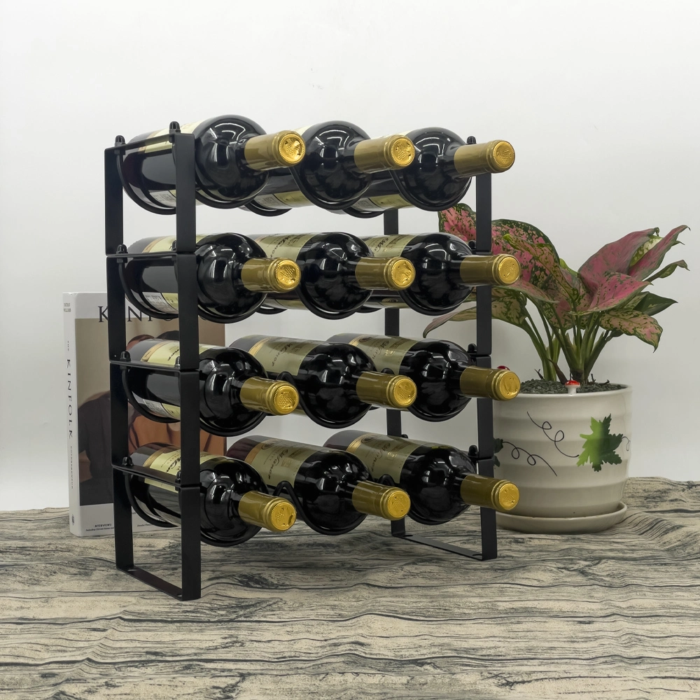 Amazon Hot Sell Carbon Steel Metal Countertop Stackable Wine Holder Storage Rack