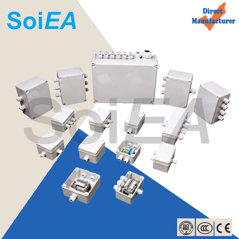 Square Terminal Block Junction Box with Cable Gland Connectors Optical Electrical Terminal Block Junction Box