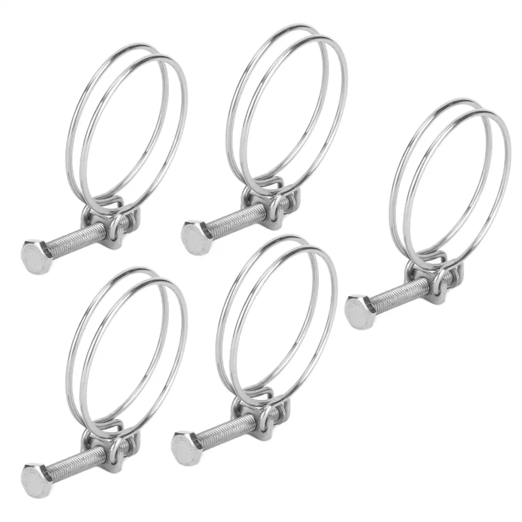Stainless Steel Constant Tension Double Wire Spring Metal Hose Clamps with Bolt