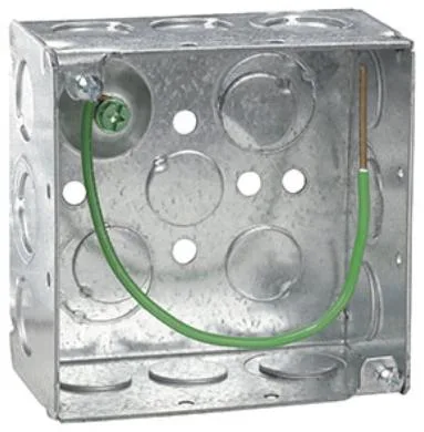 Square Steel Outlet Box with Grounding Terminal 1-1/2 &amp; 2-1/8&quot; Depth UL Listed