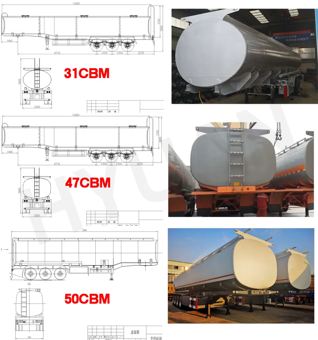 Fuel Tanker Semi-Trailer 45cbm 40cbm Oil Tank Trailer Price