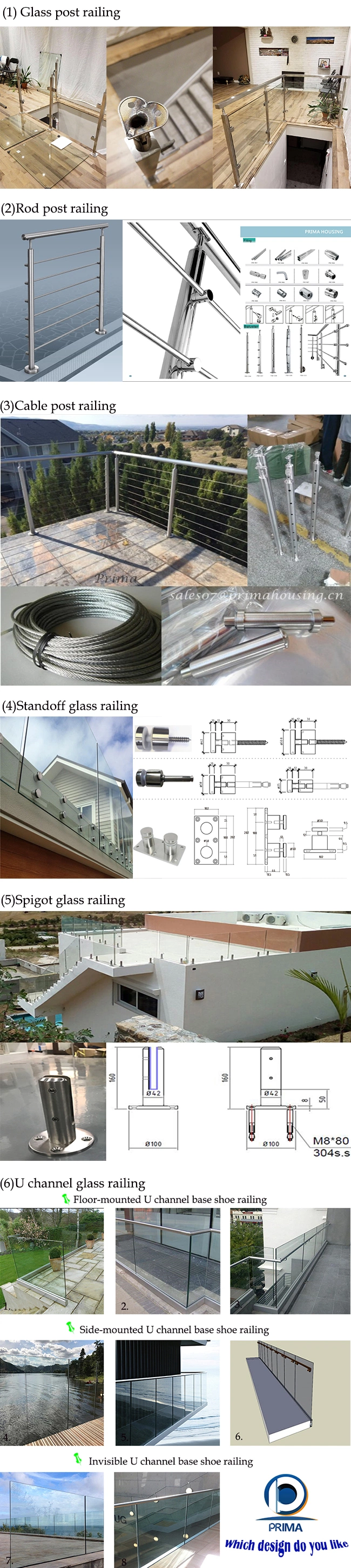 Outdoor Stairs/Deck/Porch/Balcony Stainless Steel Cable Railing/Wire Balustrade