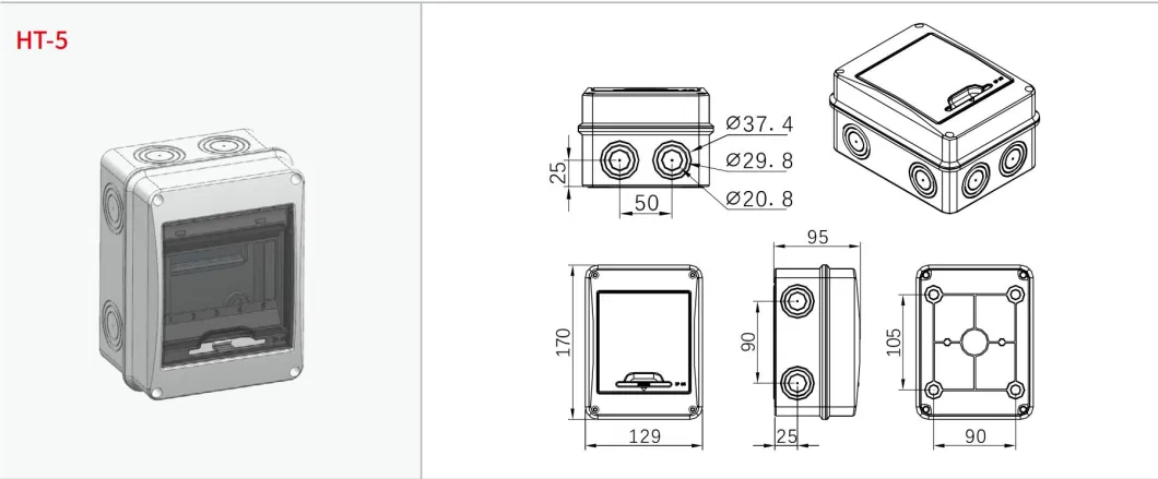 Geya Dxht 5way ABS with Terminal Flush Mounted Surface Mounted Fuse Box Electrical Distribution Boxes Junction Boxes for MCB