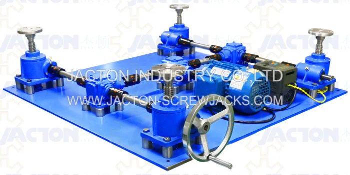 Screw Jack System Is Usually Used for Lifting Heavy Duty Load or Lifting Platform. Includes Screw Jack, Bevel Gearbox, Electric Motor, Connecting Rod, Coupling.