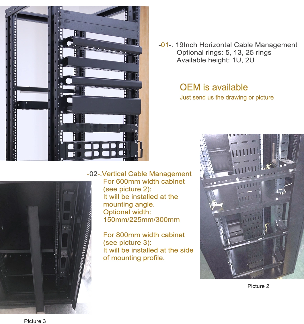 Network Rack Cabinet Vertical Horizontal Mount Cable Management