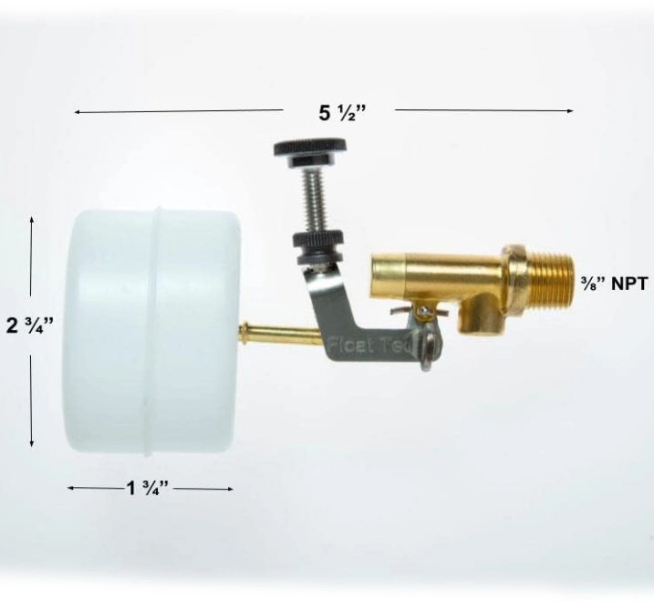 Adjustment Brass Float Valve 3/8&quot; NPT Male Threads 3&quot; Arm Autofill