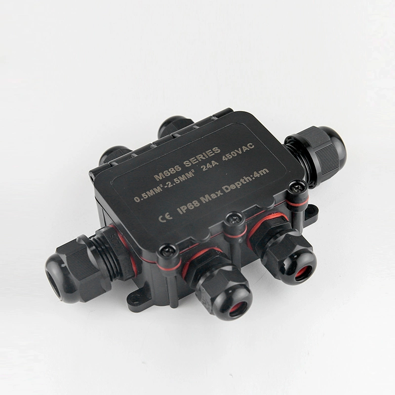 Outdoor IP68 Waterproof Black ABS Electrical Cable Wire Junction Box Terminal Connector