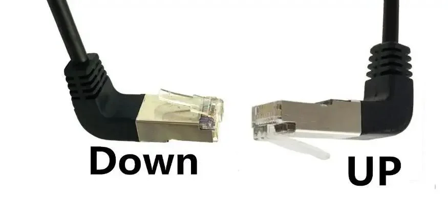 8pin RJ45 Jack Cable Male to Female Screw Panel Mount Ethernet LAN Network 8 Pin Extension Cable up and Down Angle