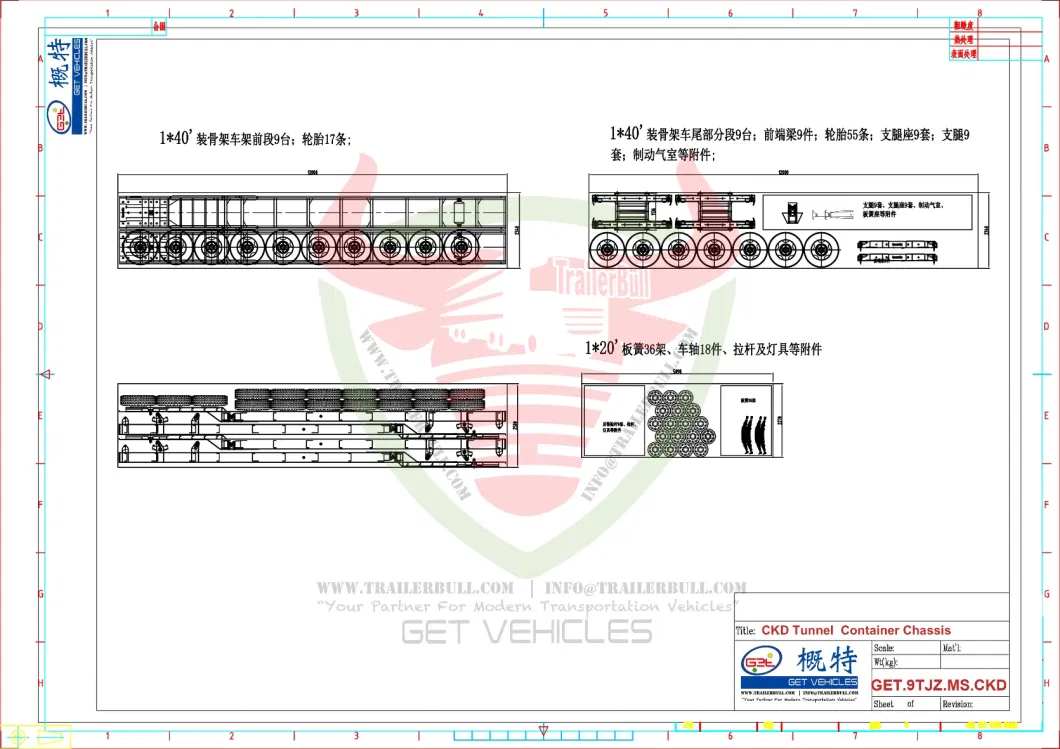 Knocked Down SKD CKD 40FT Container Chassis for Intermodal Container Chassis