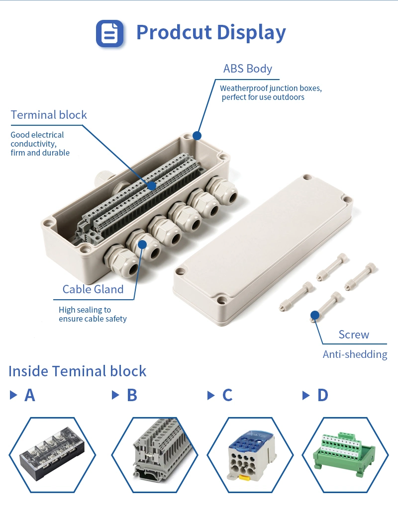 Electrical Junction Box Built in Terminal High Quality Plastic Box for Outdoors Plastic Enclosure
