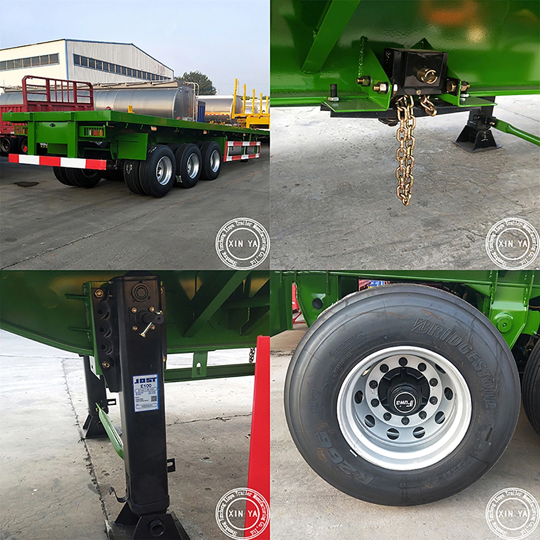 Wholesale Box Loader 60tons OEM SKD Terminal Skeletal with Traction Seat 60FT Carrying Crane Excavator/Tractor with Ladder Flatbed Trailer