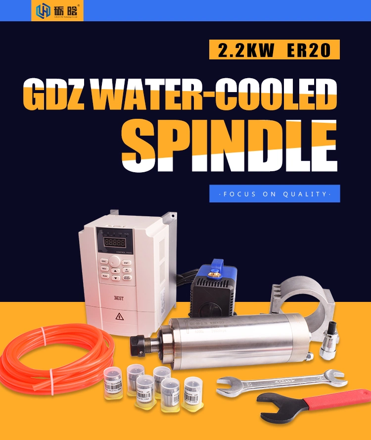 Cheap Price for CNC Router High Speed Spindle and VFD Inverter 2.2kw 220V Er20 24000rpm 400Hz Water Cooled Spindle Kits