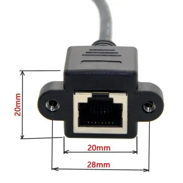 8pin RJ45 Jack Cable Male to Female Screw Panel Mount Ethernet LAN Network 8 Pin Extension Cable up and Down Angle