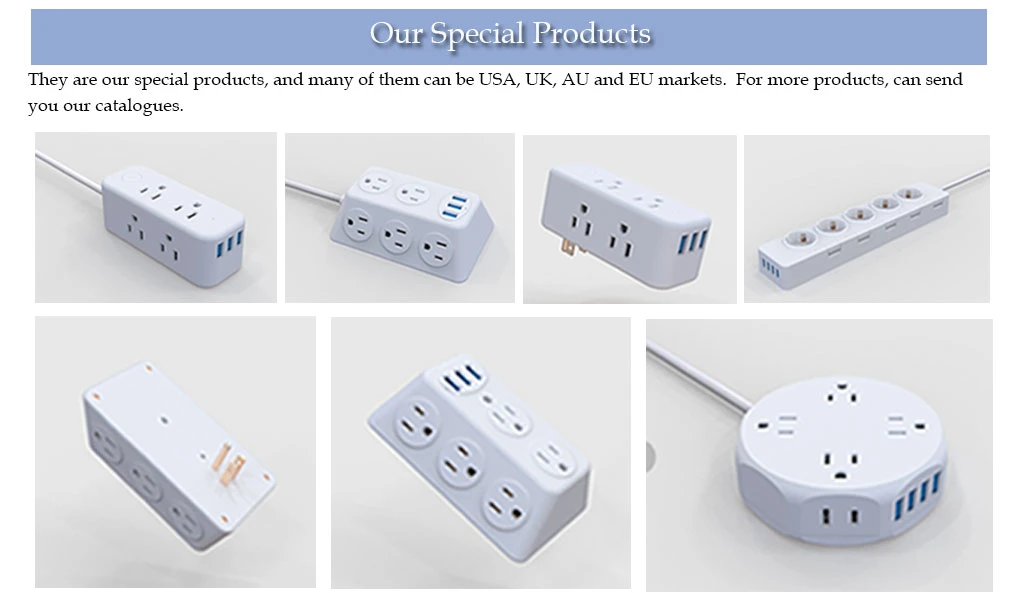 4 Outlet USA Surge Protector Extension Socket with 4 USB Ports