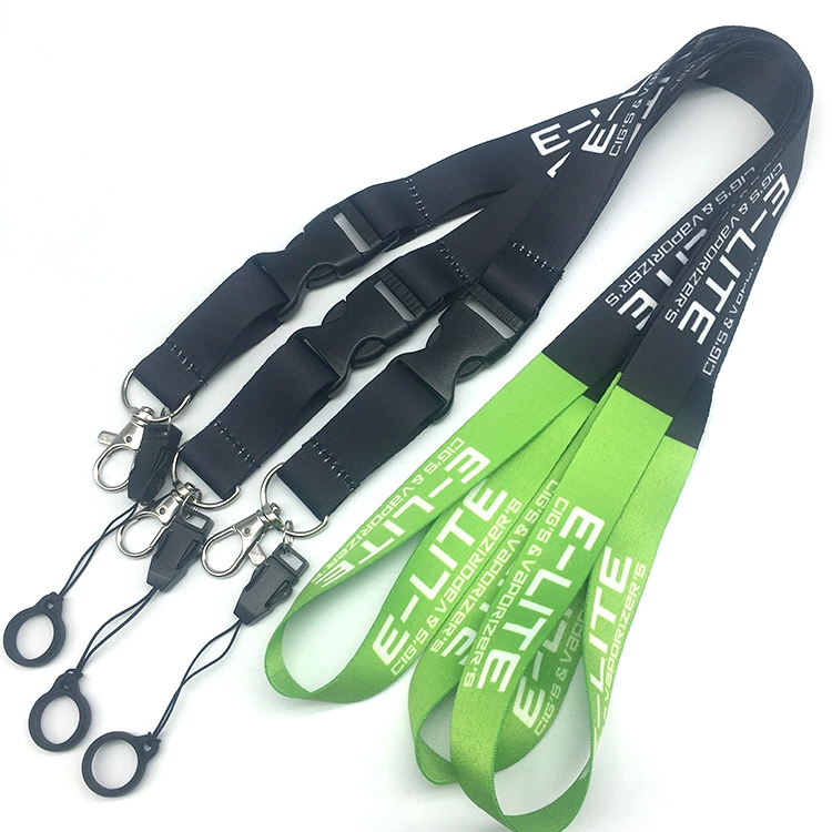 Custom Logo Lanyards Keychain High Quality Promotional Gift Items Giveaway Sets Polyester Full Color Printing Neck Strap Lanyard Pen Holder with Silicone Ring