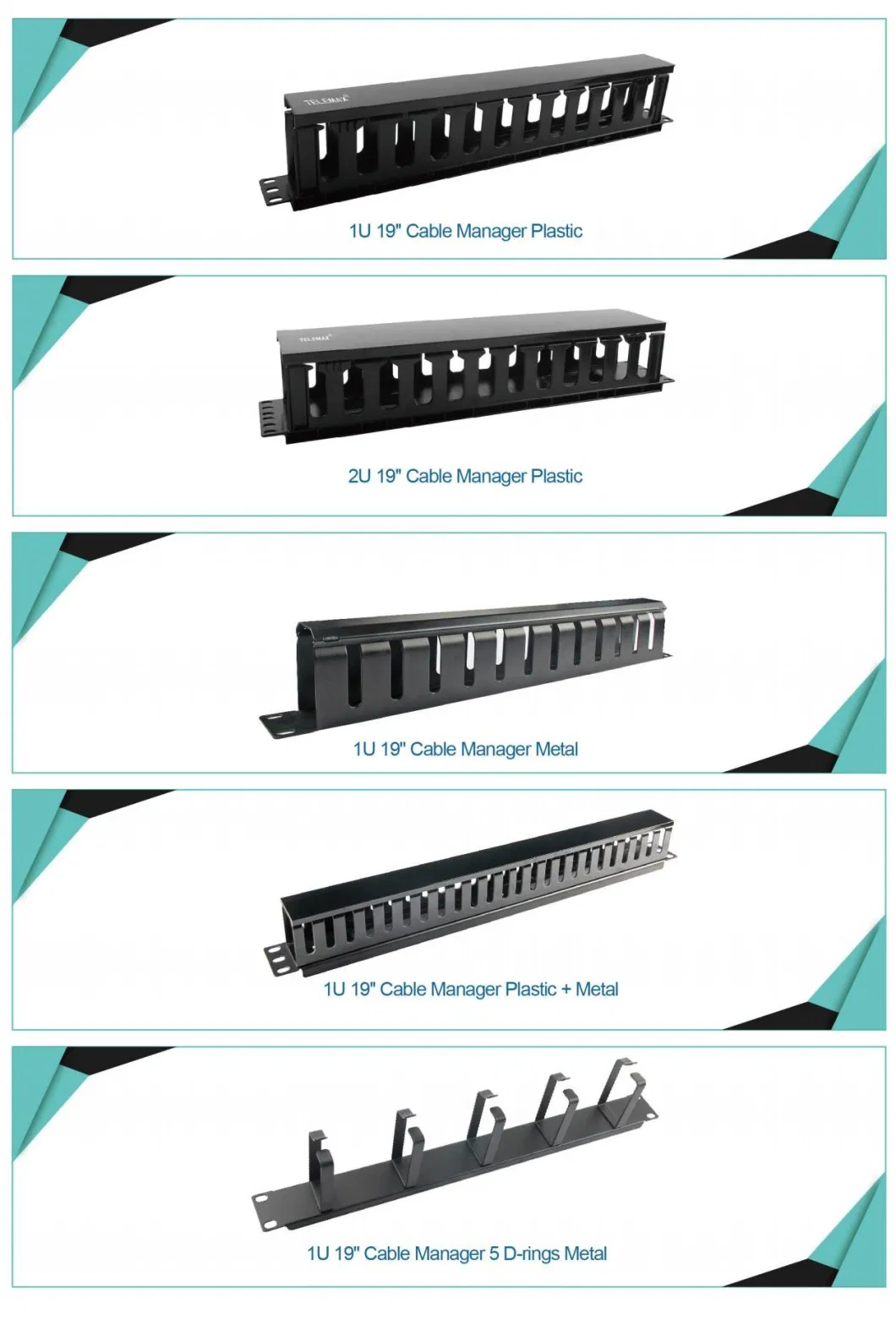 ABS Plastic Rack Mount Cable Manager 19inch Organizer Management Tray Server Rack