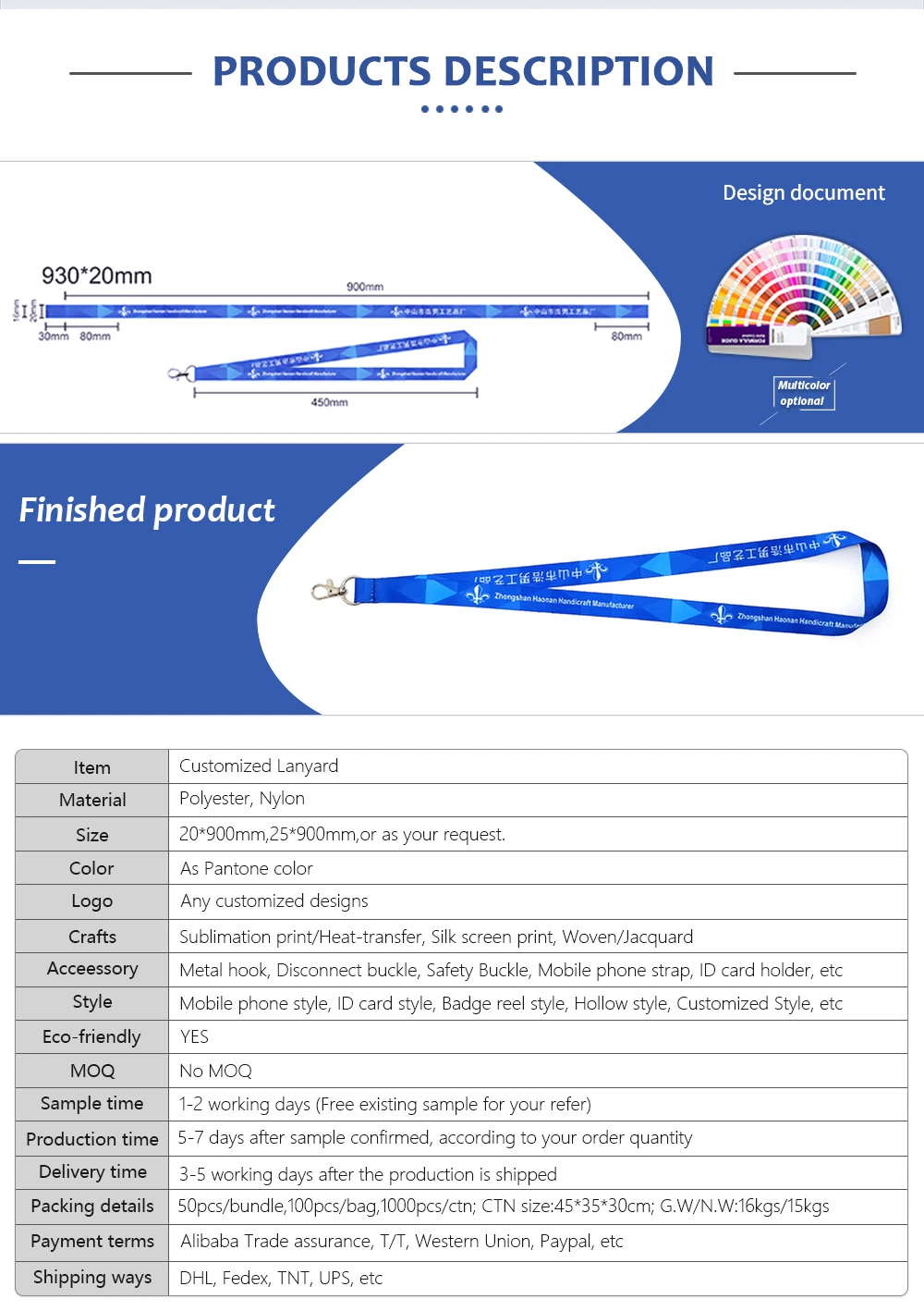 Custom Printing Polyester Lanyards with Buckle Safety Break Clip