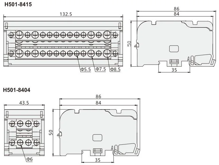 Siron H501 Electrical Junction Box DIN-Rail Mounting Copper Terminal Junction Box