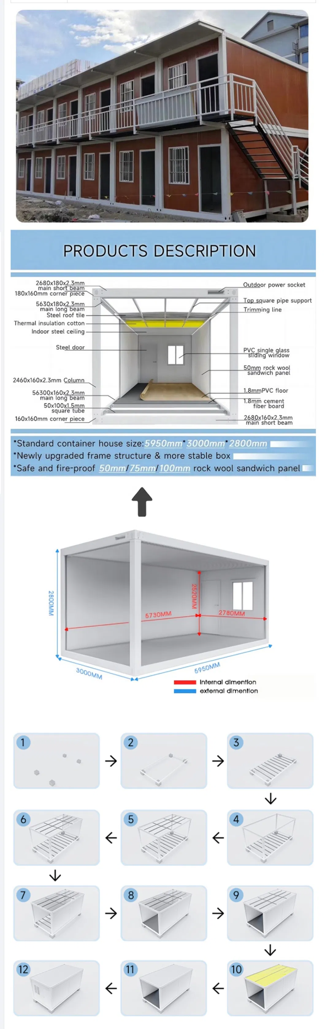 Container Mobile Assembly Detachable Foreign Trade Export House