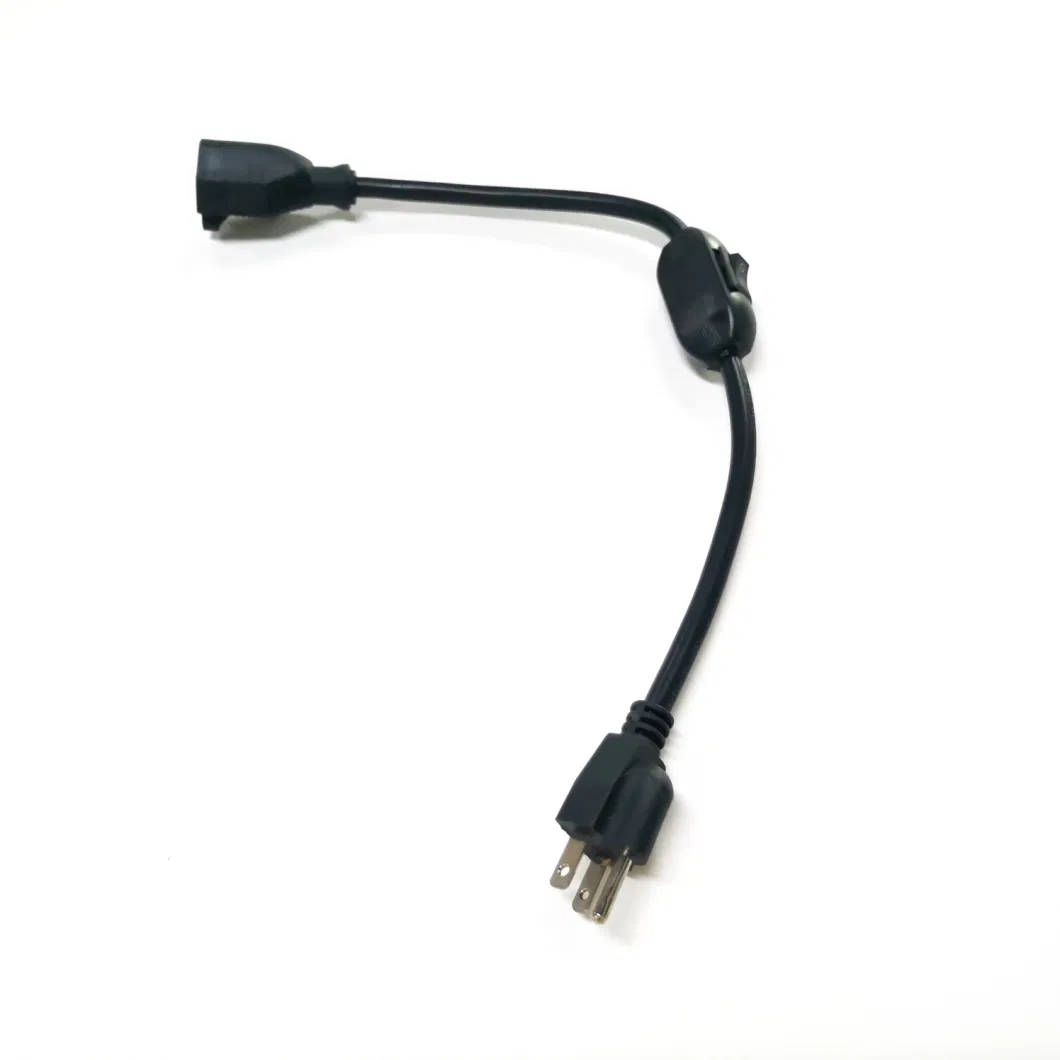 50cm Black Sjt Vm-1 3G 14AWG 5-15p to 5-15r with 306 Inline on off Switch Power Cable Wire
