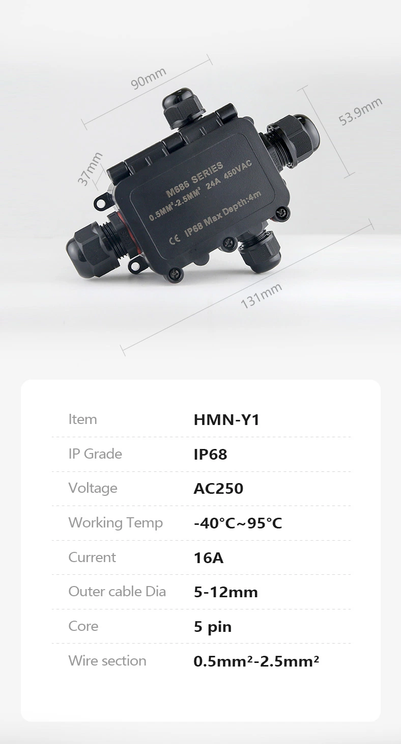 IP68 Waterproof ABS Electrical Cable Wire Junction Box Terminal Connector