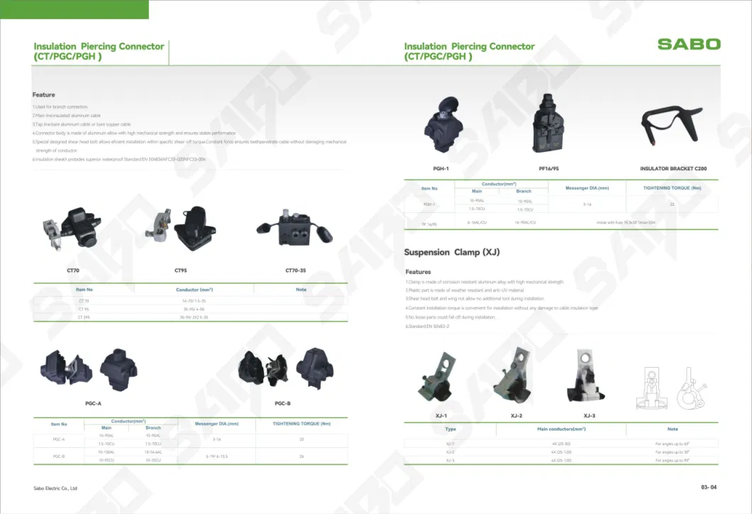 PSP25/120 Overhead Line Fiber Glass Reforced Nylon Plastic Anchoring Suspension Clamp for LV Four Cores Aerial Cable