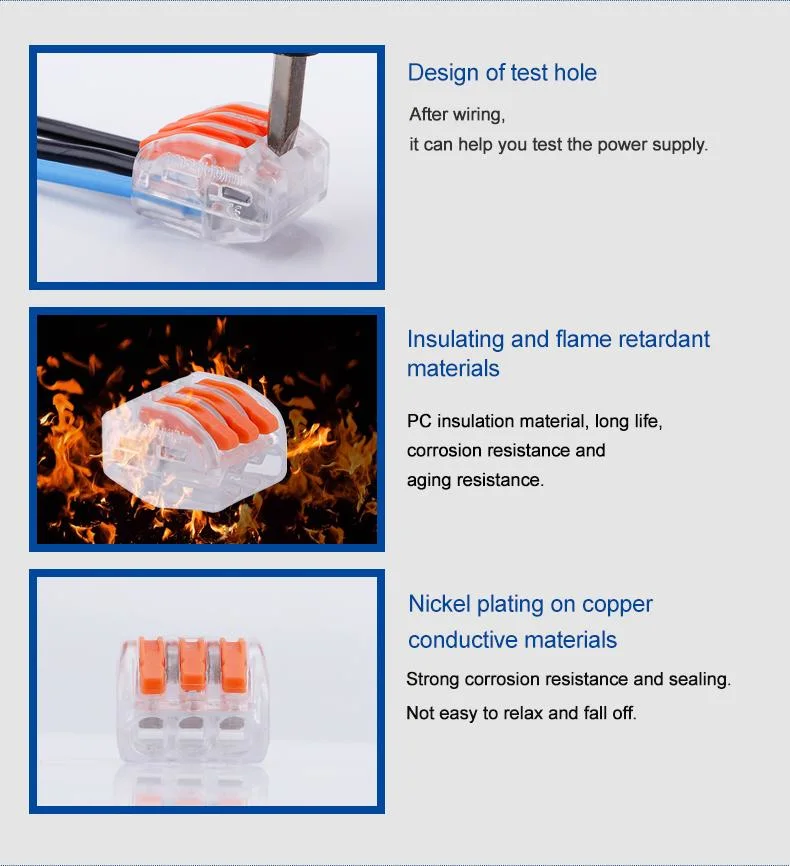 2 Pin Rail Type Wire Joint Connector Press Type Orange Wire Connector Terminal Quick Splice Wire Connector Box