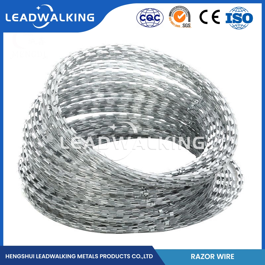 Leadwalking Tensioning Barbed Wire Manufacturing 19 Strands Steel Wire Galvanised Razor Barbed Wire China Bright Surface Cheap Razor Barbed Wire