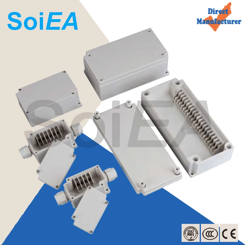 Square Terminal Block Junction Box with Cable Gland Connectors Optical Electrical Terminal Block Junction Box