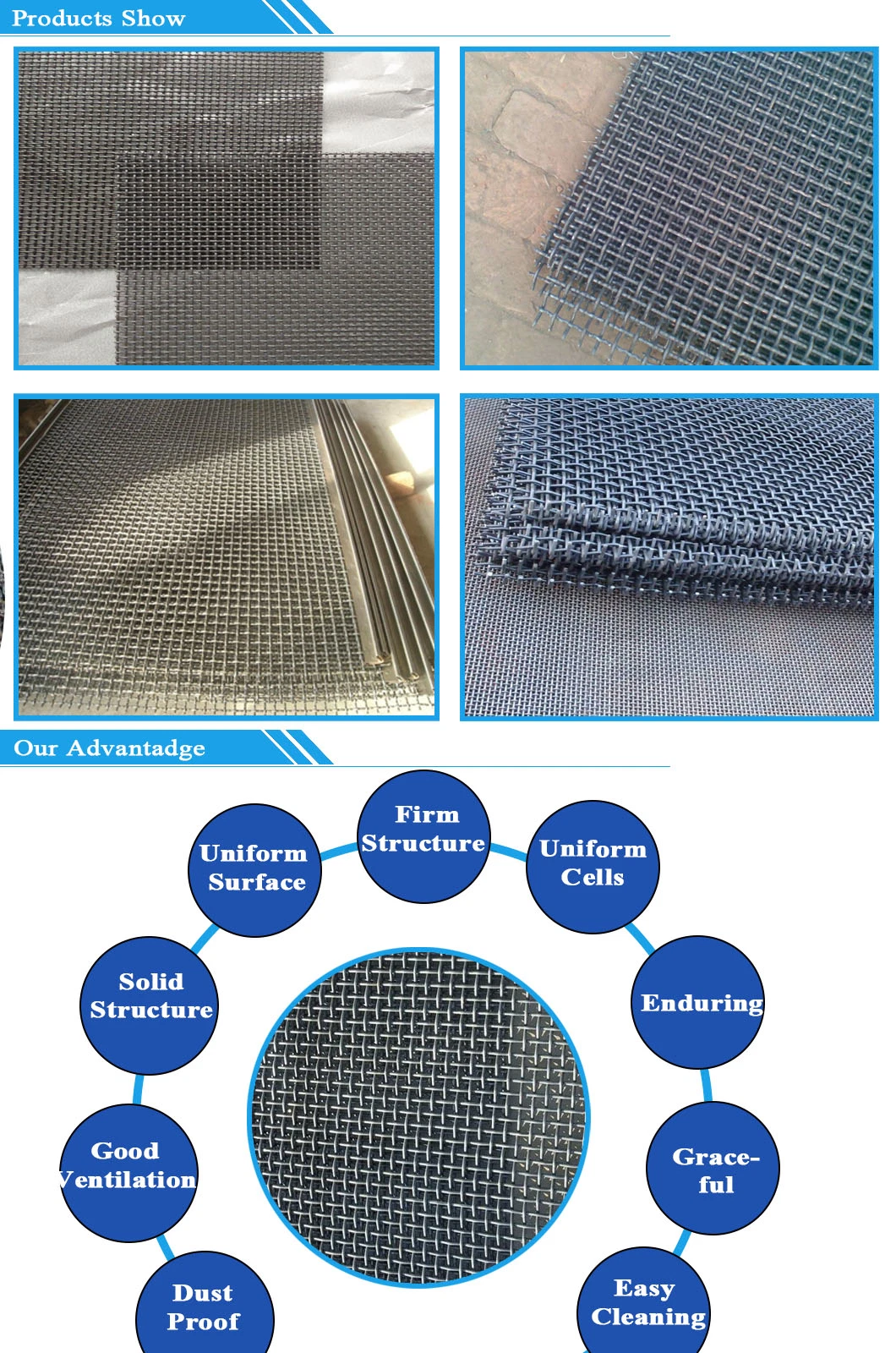 Spot Production 316 Stainless Steel Plain Crimped Wire Mesh 2mm Wire Diameter