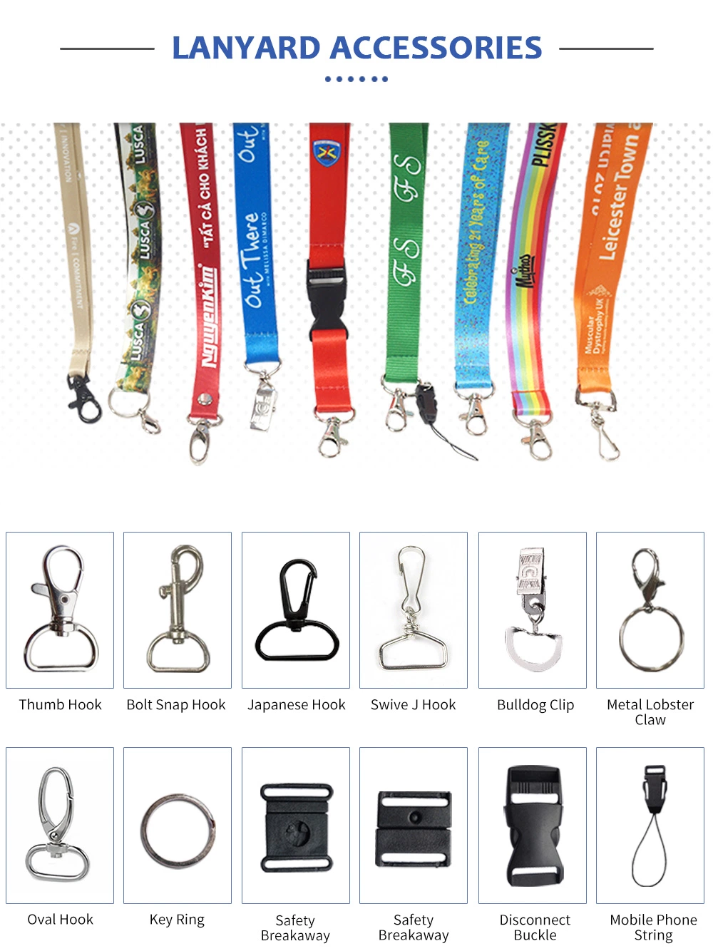 Custom Printing Polyester Lanyards with Buckle Safety Break Clip