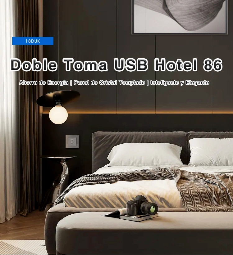 2 Port Type USB Interface Outlet UK Standard Hotel Double Wall Socket