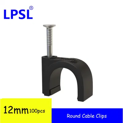 Clip per cavi rotonde, SUPPORTO per chiodi in acciaio 100 PZ per l′organizzazione di cavi elettrici linea TV, 12 mm (nero)