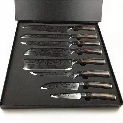 Professionale multiuso 8PC 8 pollici 67 strato di grano Damasco Cucina in scatola coltello giapponese Chef Set in regalo magnetico nero Casella colore