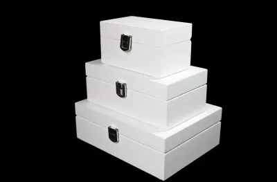 Scatola di legno di Keepsake appena realizzata, scatole di imballaggio di regalo verniciate bianche