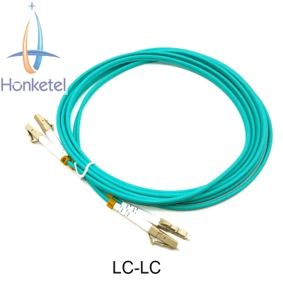  Cavo ottico in fibra LC/UPC OM3/OM4 LC-LC Duplex 10 Ponticello patch cord Aqua multimodale Gigabit 50/125 per apparecchiature in fibra ottica