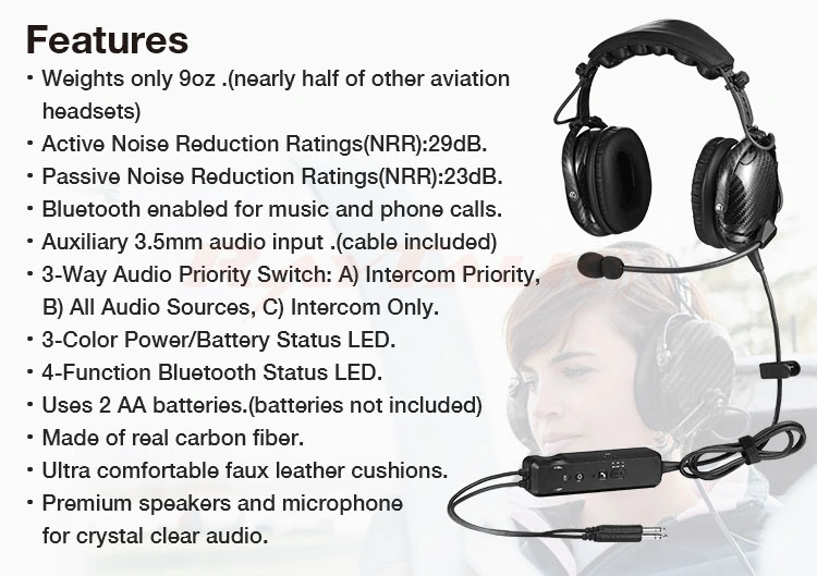 Headset Carbon with Anr and Bluetooth Headset